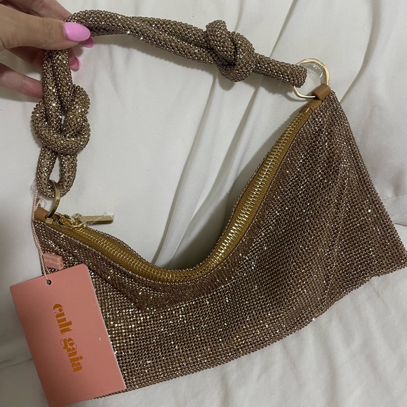 CULT GAIA HERA NANO RHINESTONE SHOULDER BAG - CHAMPAGNE - Picture 6 of 8